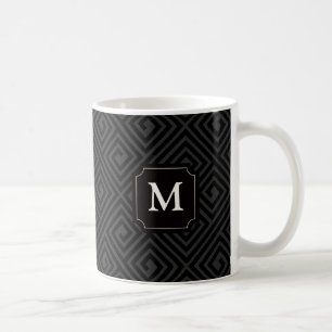 Luxus Chic Schwarz Grau Griechisches Schlüssel Mus Kaffeetasse