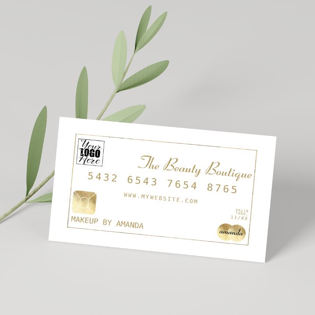 Luxus Chic White Gold Luxe Kreditkarte Logo Visitenkarte (Luxury Chic White Gold Luxury Credit Card Logo)