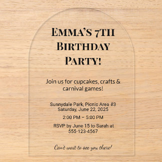 Luxus Clear Acrylic Birthday Party Einladungen