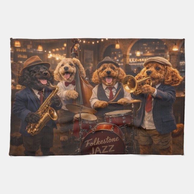 Luxus-Cockapoo-Jazzband  Druck Geschirrtuch (Horizontal)