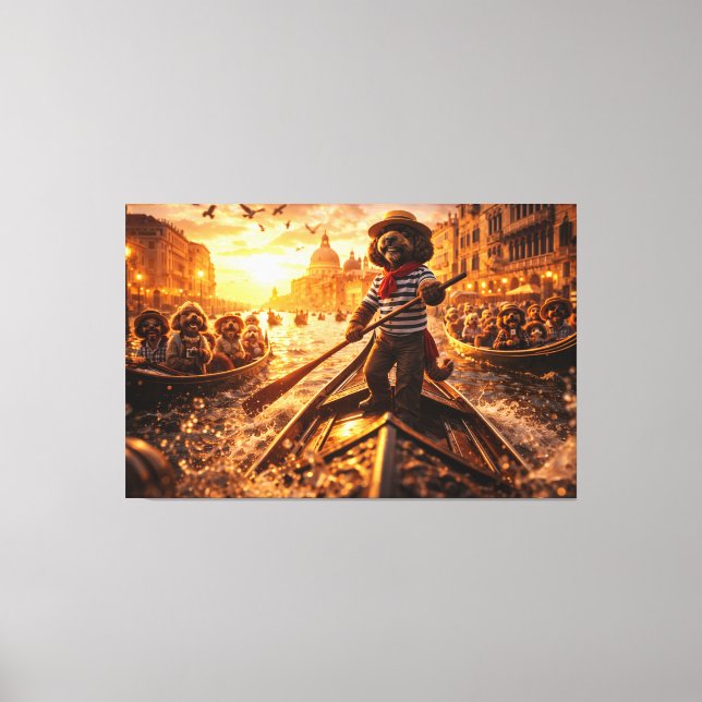 Luxus Cockapoo Venedig Gondel Wandkunst Leinwand (Vorderseite)