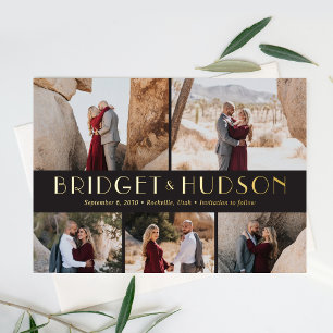 Luxus-Collage-Folie-Hochzeit-Save-The-Date-Karte Folieneinladung