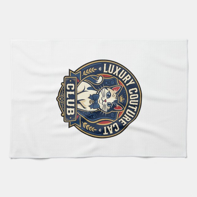 Luxus-Couture-Katze-Katzenmutter-Geschenkidee - Lu Geschirrtuch (Horizontal)