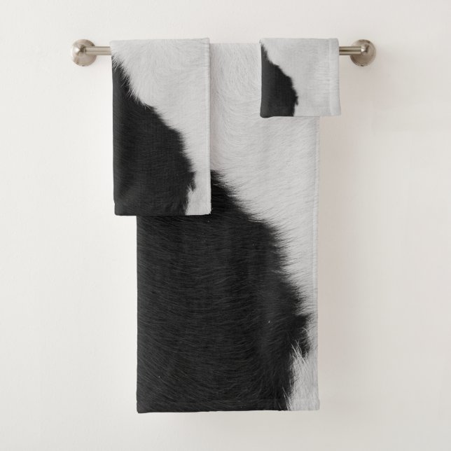 Luxus Cowhide Animal Skin   PrintThrow Kissen Badhandtuch Set (Insitu)