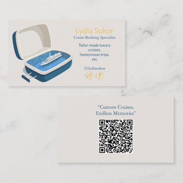 Luxus Cruise Booking Business Card Visitenkarte (Vorne/Hinten)