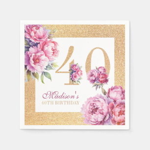 Luxus Custom 40. Geburtstag Pink Gold Glitzer Serviette