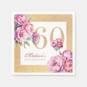 Luxus Custom 60. Geburtstag Pink Gold Glitzer Serviette