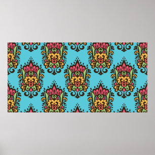 Luxus Damask Blume nahtlos Muster. Floral Vint Poster