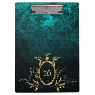 Luxus Damask Gold Rahmen Monogramm Klemmbrett