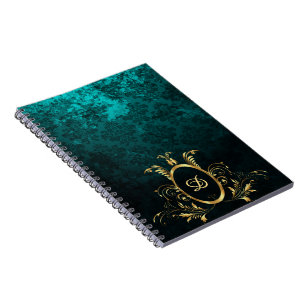 Luxus Damask Gold Rahmen Monogramm Notizblock