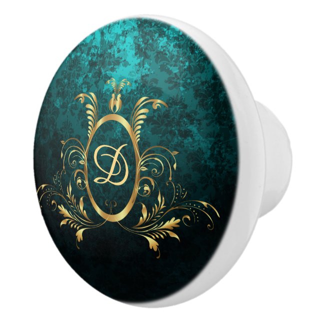 Luxus Damask Goldrahmen Personalisiert Keramikknauf (Rechts)