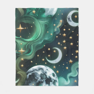 Luxus-Decke mit Smaragdmond-Motiven – Ätherischer Fleecedecke