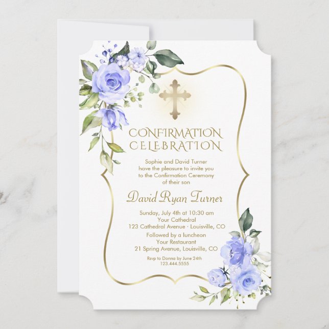 Luxus Delicate Blumen Boy Bestätigung Einladung (Vorderseite)
