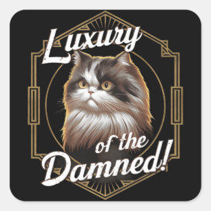 Luxus der Verdammten: Art Deco Perserkatze Quadratischer Aufkleber