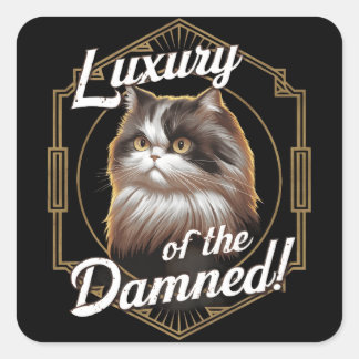 Luxus der Verdammten: Art Deco Perserkatze Quadratischer Aufkleber