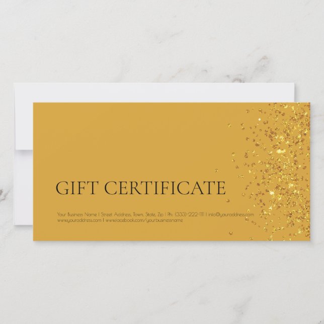 Luxus Design Geschenkgutschein Gold Sparkle Gelb Dankeskarte (Vorderseite)