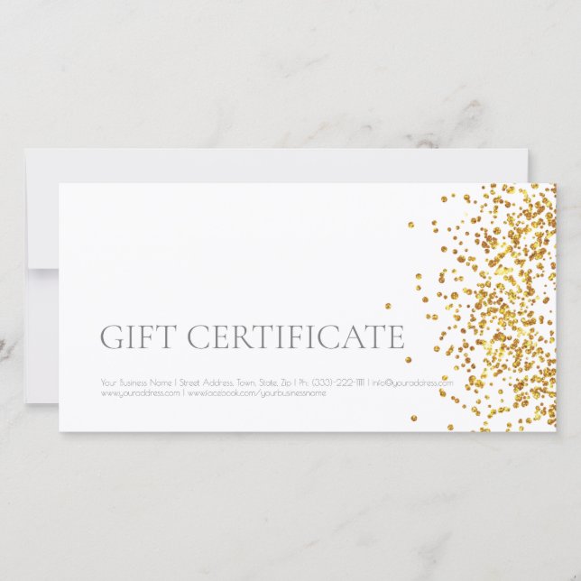 Luxus Design Geschenkgutschein Gold Sparkle Weiß Dankeskarte (Vorderseite)