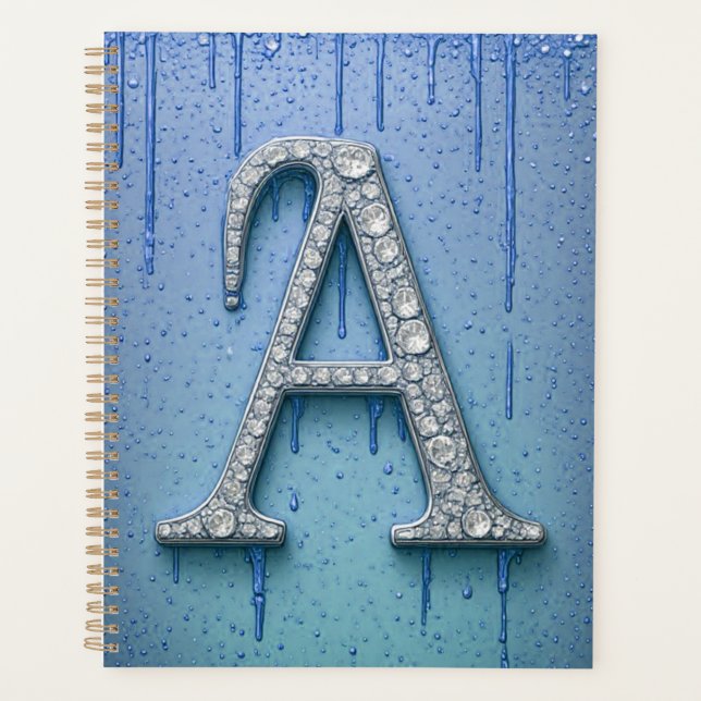 Luxus-Diamant-Buchstabe A-Monogramm mit Goldtropfe Planer (Vorderseite)