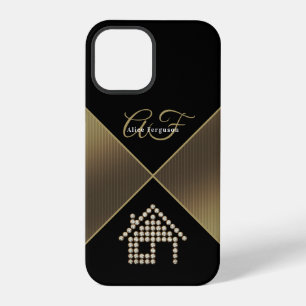 Luxus-Diamant-Haus Goldene Initialen iPhone 12 Pro Hülle