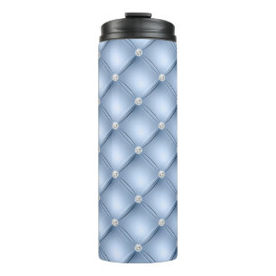Luxus Diamant-Tufting-Muster in Hellblau Thermosbecher