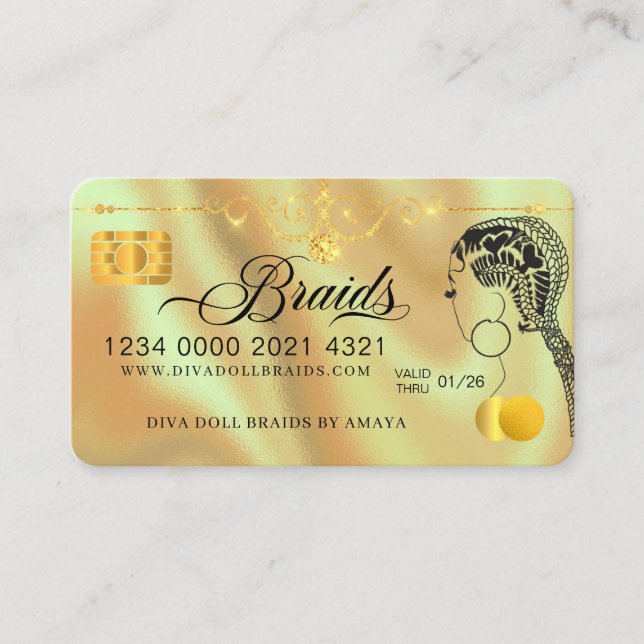 Luxus Diamond Foil Fair Braiding Credit Style Bus Visitenkarte (Vorderseite)