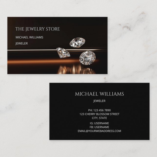 Luxus Diamonds Jeweler Juwelier Store Visitenkarte (Vorne/Hinten)