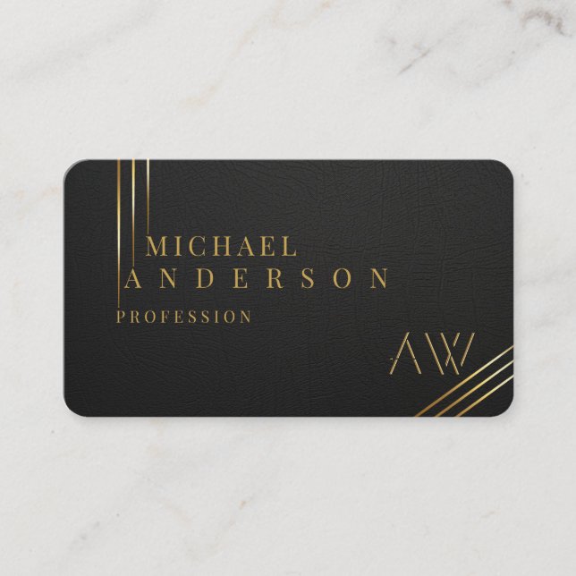 Luxus Dunkelgolden Monogram Beruflich Business Visitenkarte (Vorderseite)