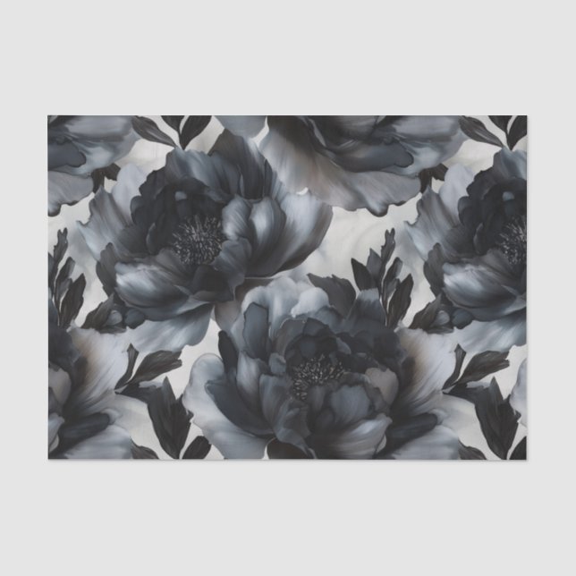 Luxus Dunkle Peonies Dekoupage Tissue Paper Seidenpapier (Vorderseite)