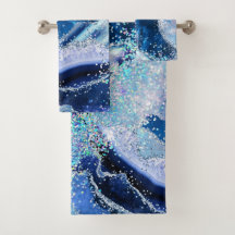 Luxus Edelstein Marmor Blau Glitter Achat