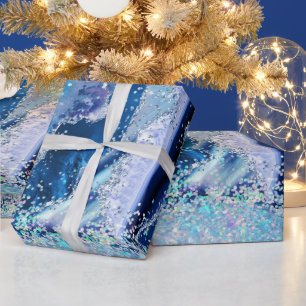 Luxus Edelstein Marmor Blau Glitter Achat Geschenkpapier