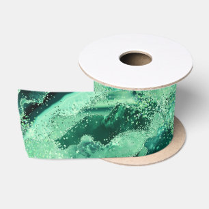 Luxus Edelstein Marmor Grün Glitter Achat Satinband