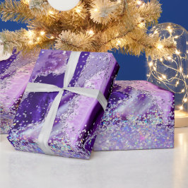 Luxus Edelstein Marmor Lila Glitter Achat Geschenkpapier