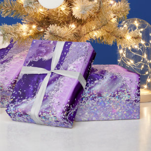 Luxus Edelstein Marmor Lila Glitter Achat Geschenkpapier