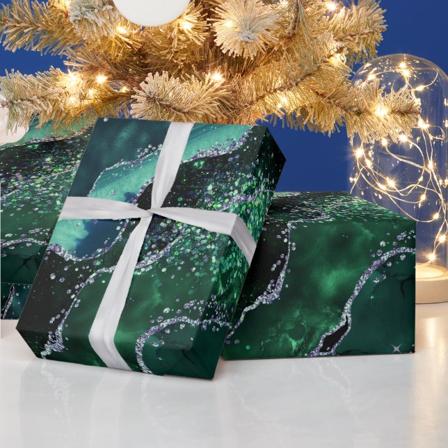 Luxus-Edelstein Smaragd Glitzer Achat Geschenkpapier (Feiertage)