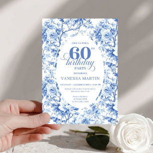 Luxus-Einladung zum 60. Geburtstag mit Navy-Blauen Einladung