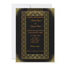 Luxus-Einladung zur Hochzeit in Schwarz und Gold |