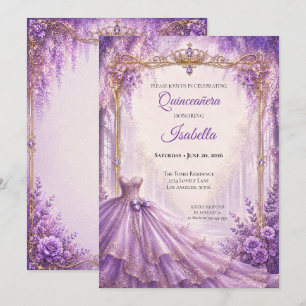 Luxus-Einladung zur Quinceañera in lila für eine P Einladung