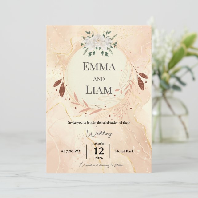 Luxus Einmalige Hochzeitskarte - Personalisiert Go Einladung (Stehend Vorderseite)