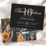 Luxus Elegant Black Sweet 16 Foto Einladung<br><div class="desc">Feiern Sie stilvoll mit dieser luxuriösen und eleganten Sweet 16 Einladung. Oben wird die Überschrift "16 . Geburtstag" in einem anmutigen Drehbuch geschrieben, das elegant die Nummer 16 in einem hohen, hoch entwickelten Serif-Schriftart überlagert. Dieses Design strahlt ein Gefühl von Opulenz und Raffinesse aus, perfekt, um einen so besonderen Meilenstein...</div>