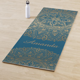 Luxus Elegant Gold Blue Mandala Designname Yogamatte