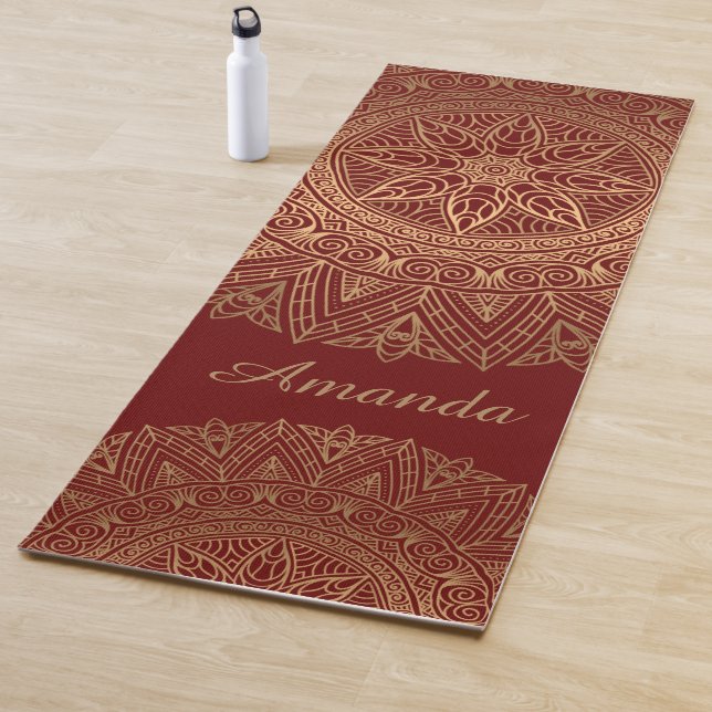 Luxus Elegant Gold Red Mandala Designname Yogamatte (Beispiel)