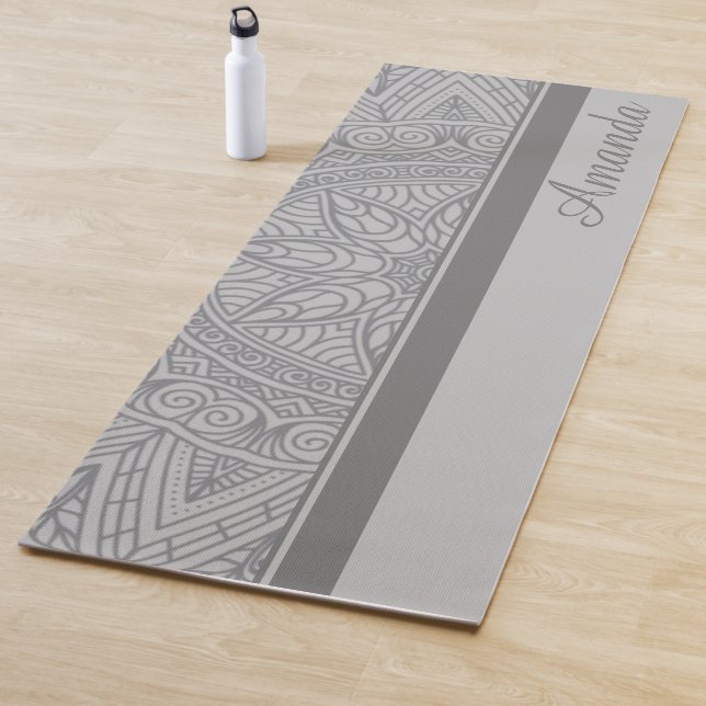 Luxus Elegant Gray Black Mandala Designname Yogamatte (Beispiel)