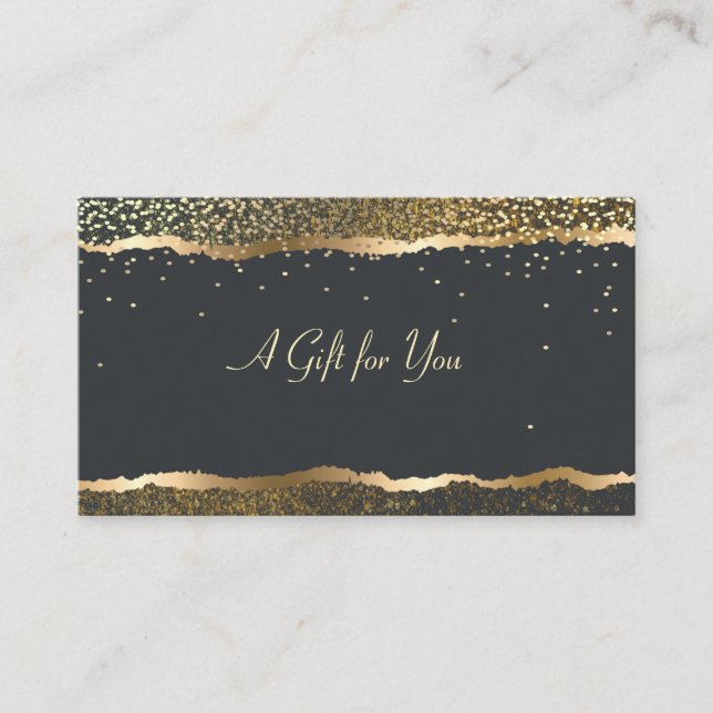 Luxus Elegant Modernes Gold Confetti Schwarz Rabattkarte (Vorderseite)