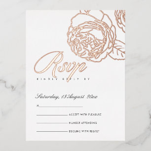 LUXUS ELEGANT ROSÉ ROSÉGOLD BLUMEN RSVP FOLIE EINLADUNGSPOSTKARTE
