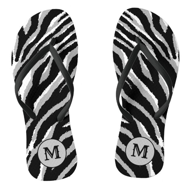 Luxus Elegant Silver Mit Monogramm Tiger Flip Flops (Fußbett)