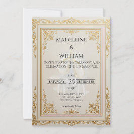 Luxus Elegante Gold Hochzeit Einladung