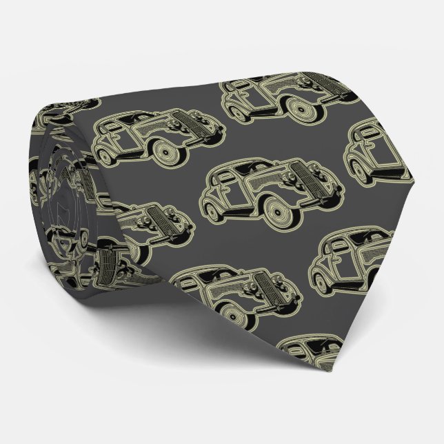 Luxus Elegante Modernes Black Gold Auto Krawatte (Gerollt)