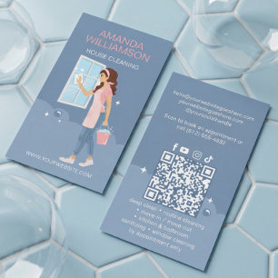 Luxus Elegante Reinigungsdienst Haushalt Foto QR C Visitenkarte