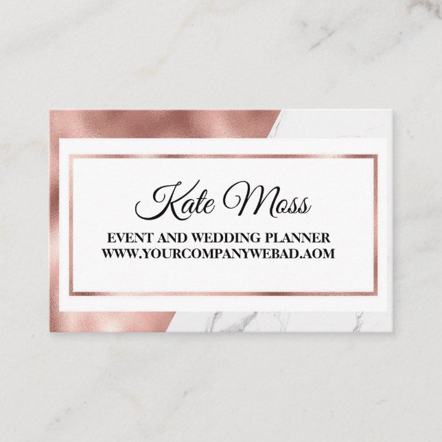 Luxus Elegante Rose Gold Visitenkarte (Vorderseite)