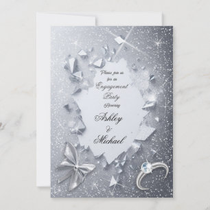 Luxus elegante Silber Glitter Verlobungsfeier Einladung